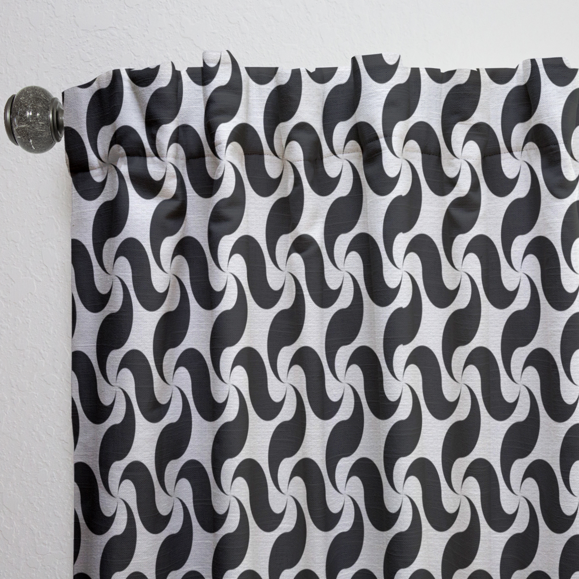 Designart 'Geometric Monochrome Pattern IV' Mid-Century Modern Curtain Panel