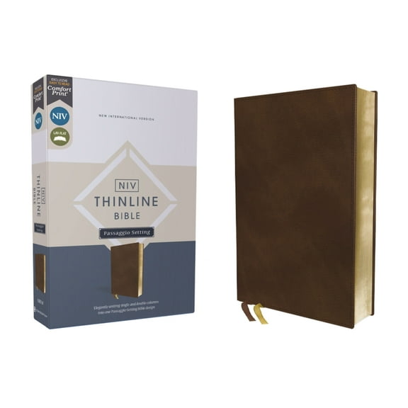 Niv, Thinline Bible, Passaggio Setting, Leathersoft, Brown, Red Letter, Comfort Print: Elegantly Uniting Single and Doub, (Hardcover)