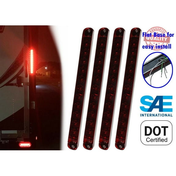 4 Submersible 17" Surface Mount Red Stop Turn Tail LED Light Bar Truck Trailer EHD