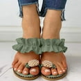 thumbnail image 5 of Women Flat Sandals,Sweet Cute Pearls Pineapple Sandals Clip Toe Flip Flops Boho Casual Flat Slippers Beach Shoes, 5 of 7