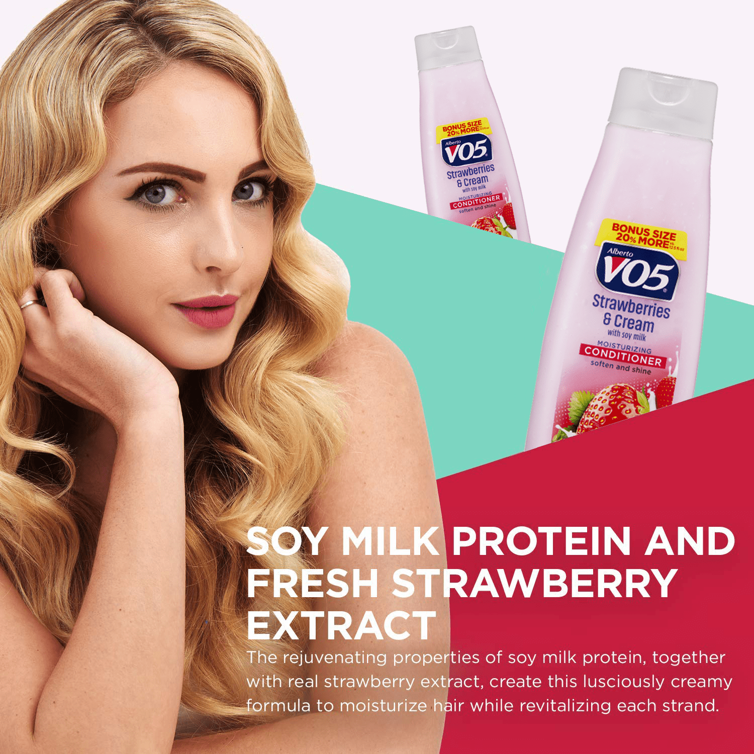 (4 pack) Alberto VO5 Moisture Milks Strawberry and Cream Hair Conditioner, 15 fl oz