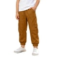 thumbnail image 6 of TinyBloomm Child Boys Girls Cargo Pants Casual Summer Kids Solid Trousers With Pockets, Size 9-10 Years, 6 of 8