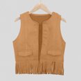 thumbnail image 2 of Zszcpp Toddler Girl Tank Top Sleeveless Performance Western Cow Vest Tassel Fringe Waist Coat Party Blouse Girls Casual Tops, 2 of 4