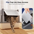 thumbnail image 3 of Small Stainless Steel Litter Box with Lid for Kitty, Metal Enclosed Cat Litter Box for Small Cats, Kitten Cat Box with High Sided Enclosure & Scoop, Odor Free, Anti-Leakage, Grey, 3 of 15