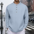 thumbnail image 2 of Fall Long Sleeve Henley Shirt Casual Button Down Collar Pullover Top Comfort Wear for Men Blue XL, 2 of 5