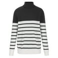 thumbnail image 3 of 2025 Trendy Casual Knit Sweater for Women Striped Print Turtleneck Long Sleeve Lightweight Pullover Jumper Fall Outfit, 3 of 5