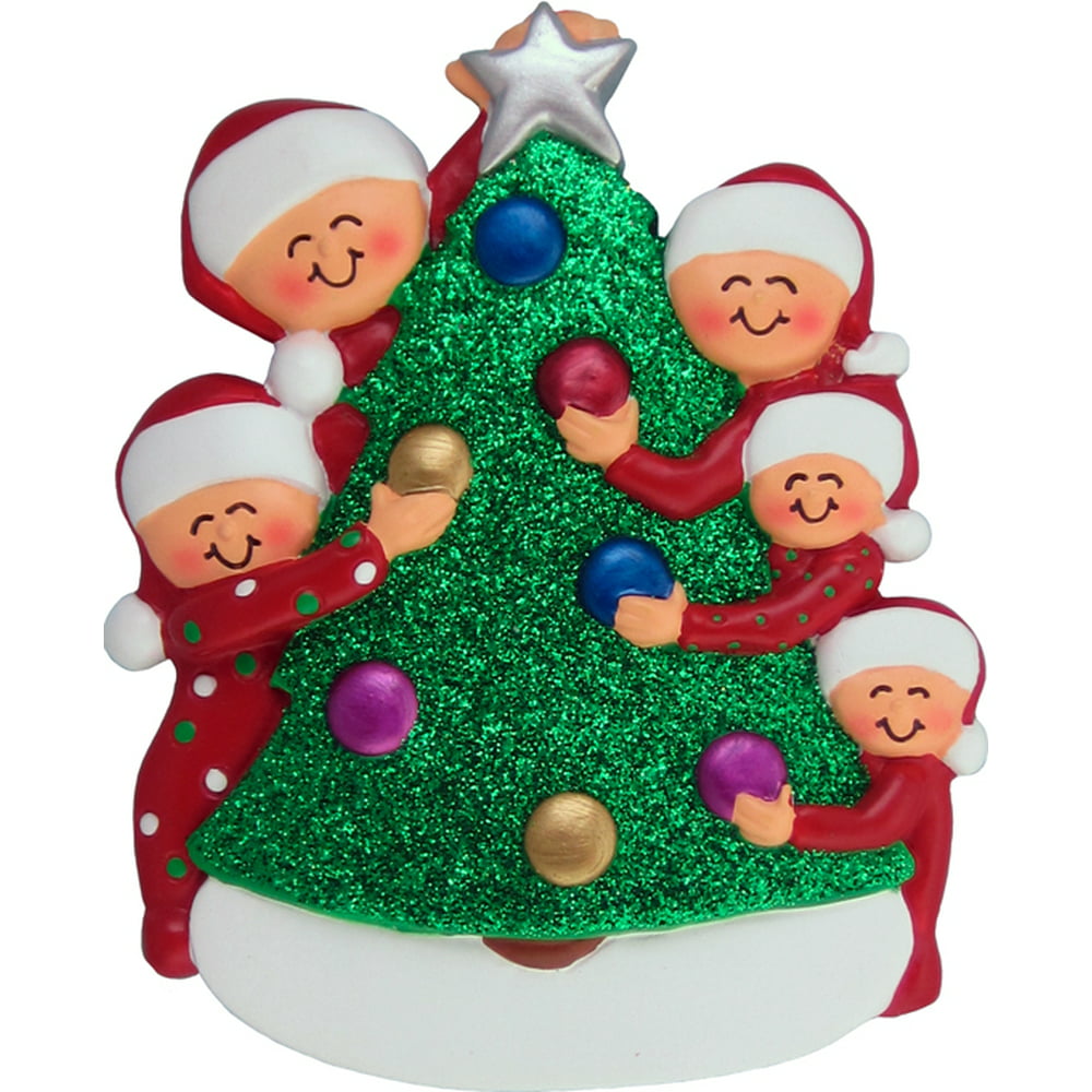 Family Decorating Tree 5 People Personalized Christmas Ornament DO-IT-YOURSELF - Walmart.com ...