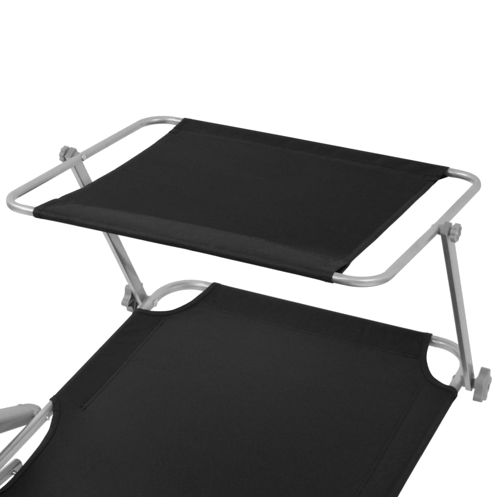 Kepooman Outdoor Patio Foldable Steel Sun Lounger with Adjustable Canopy, Black Kepooman Outdoor Patio Foldable Steel Sun Lounger with Adjustable Canopy, Black