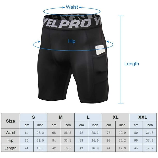 Men's Compression Shorts Men Sports Baselayer Tights Active Running Workout  Underwear with Phone Pocket, 4 Pack 