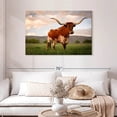 thumbnail image 2 of Elephant Stock Brown Texas Longhorn Wall Art - Horizontal Canvas Wall Art - Living Room Wall Decor - Animal Canvas - Gray And Green Decor - 45" x 30", 2 of 8