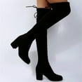 thumbnail image 3 of Over The Knee Boots for Women Black Suede Block High Heel Winter Fall Long Tall Dress Boots Ladies, 3 of 7