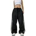 thumbnail image 2 of SAYOO Women Baggy Hip Hop Pants 90s Athletic Graphic Drawstring Loose Jogger Cinch Bottom Sweatpants Streetwear, 2 of 9