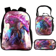 KONGKOMNG Godzilla vs. King Kong Backpack 17 Inch Laptop Backpack 3 in 1 Backpack Lunch Bag Pencil Case Set Computer Bag Men and Women Gift