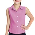 thumbnail image 2 of Coerni Girls Sleeveless Tunic Blouse Summer Button Up Teens Single Breasted Shirts Pockets Lapel Slim Fit Aesthetic Tops, 2 of 6