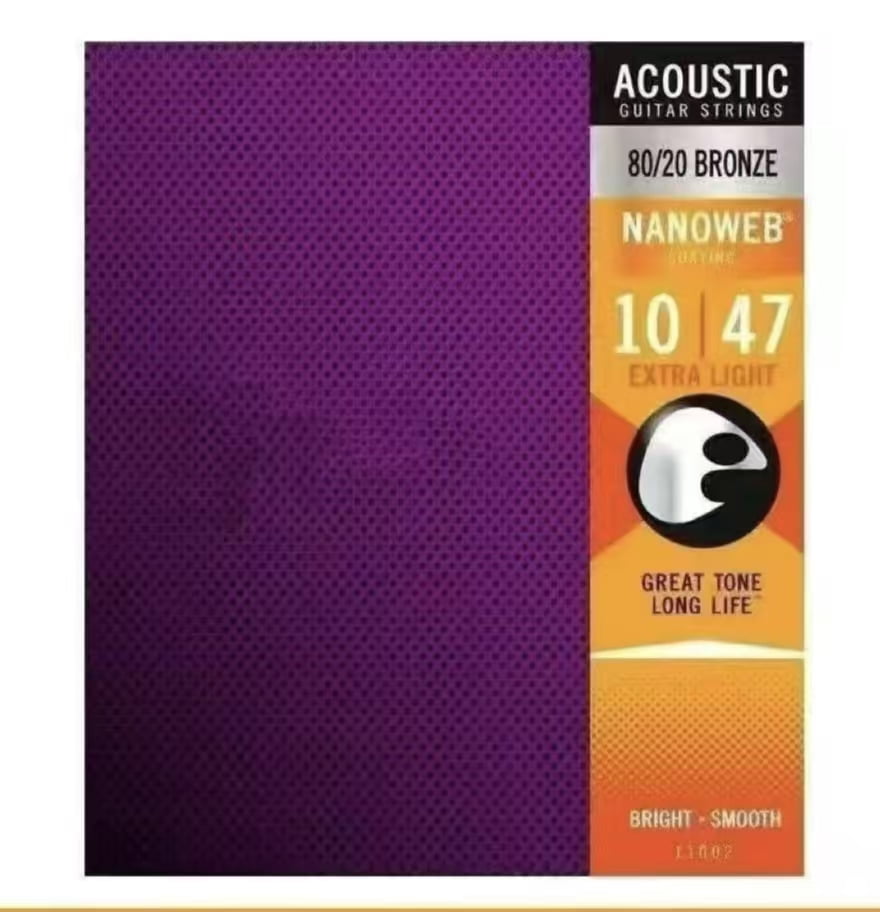 3-piece set of timbre elixir 11002 nano mesh coated acoustic guitar strings, 80/20 brass ultra light 10-47