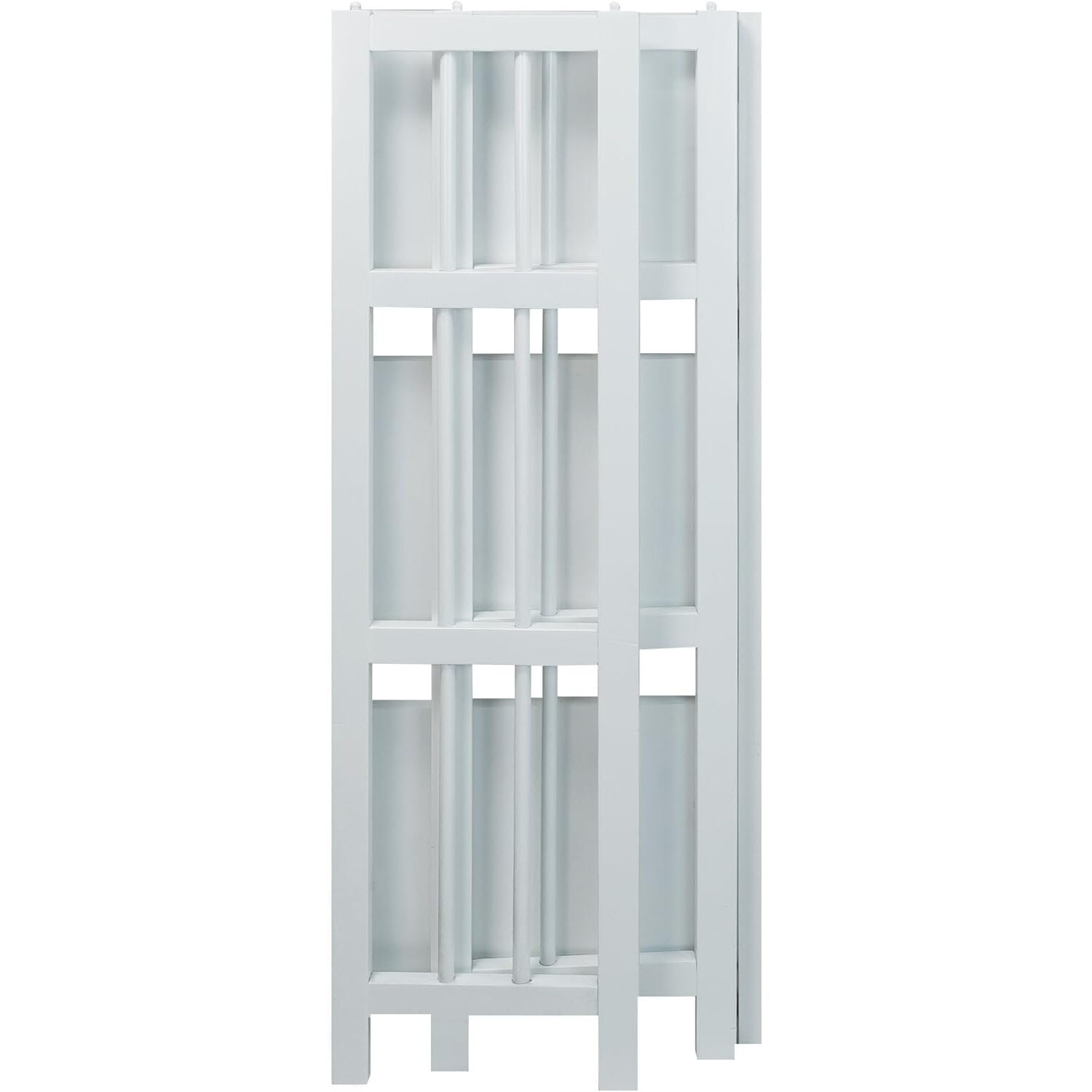 HomeStock 3-Shelf Stackable Folding Office Wood Furniture Bookcase, Contemporary Home and Office Furniture, Sturdy Wooden Shelving Storage-Color:White,Size:14 inch