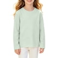 thumbnail image 2 of Crew Neck Top for Girls Solid Long Sleeve Tee Soft Shirt Layering Casual Kids Top 5-14 Years, 2 of 6