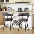thumbnail image 4 of Costway 27" Swivel Bar Stool Set of 4 with Curved Back & Arms & Metal Legs & Footrest Gray, 4 of 9