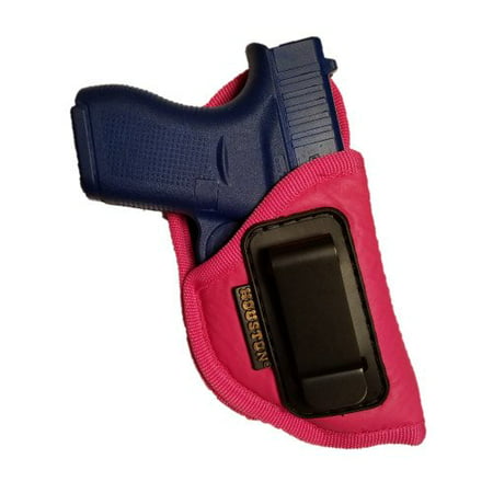 IWB Woman Pink Gun Holster - Houston - ECO LEATHER Concealed Carry Soft | Suede Interior for Maximum Protection Fits: GLOCK 43 & 42, KAHR PM 45,MAKAROV.KELTEC PF9/P11 (left) (Best Home Protection Gun For A Woman)