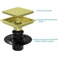 thumbnail image 2 of 6-inch Square Shower Drain, Stainless Steel Kitchen Garage Bathroom Floor Drain with Flange, Brushed Gold Brass, 2 of 4