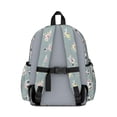 thumbnail image 3 of Football and Flower Slateblue Pattern Cute School Backpack with Padded Back and Adjustable Shoulder Straps 13.4"x11"x4.7", 3 of 5