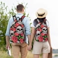 thumbnail image 6 of Balery Skull and Roses Vintage Canvas Backpack for Men and Women - Large Capacity, Durable Travel Laptop Bag for School, Work, Hiking, and Outdoor Activities, 6 of 7