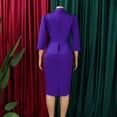 thumbnail image 4 of AURA Plus Size Elegant African Bodycon Midi Dress Large Lapel Three Quarter Sleeve High Waist Work Office Dress, 4 of 9