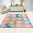 thumbnail image 2 of Yayeee Area Rugs for Living Room 5.2'x4' Non Slip Washable Bedroom Floor Carpet, Pink Checkered Daisy, 2 of 5