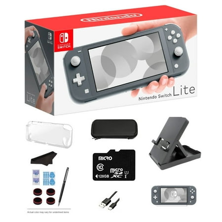 Nintendo Switch Console Lite Console, Gray Game Console, 5.5” LCD Touch 1280x720 Screen, 32GB Internal Storage with Extra 128GB External SD Storage 11-in-1 Game Console