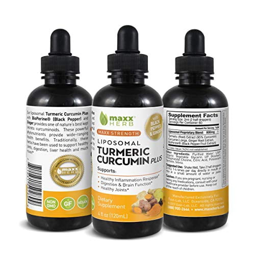 Maxx Herb Liposomal Turmeric Curcumin Plus Liquid Extract (4 Oz Bottle