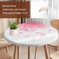 thumbnail image 4 of Modern Pink Round Tablecloth, Fitted Table Cover with Elastic for 36"-44" Round Tables, Gradient Floral Abstract Bohemian White Table Cloth Outdoor Indoor Dinning Party Waterproof Tablecloths, 4 of 7
