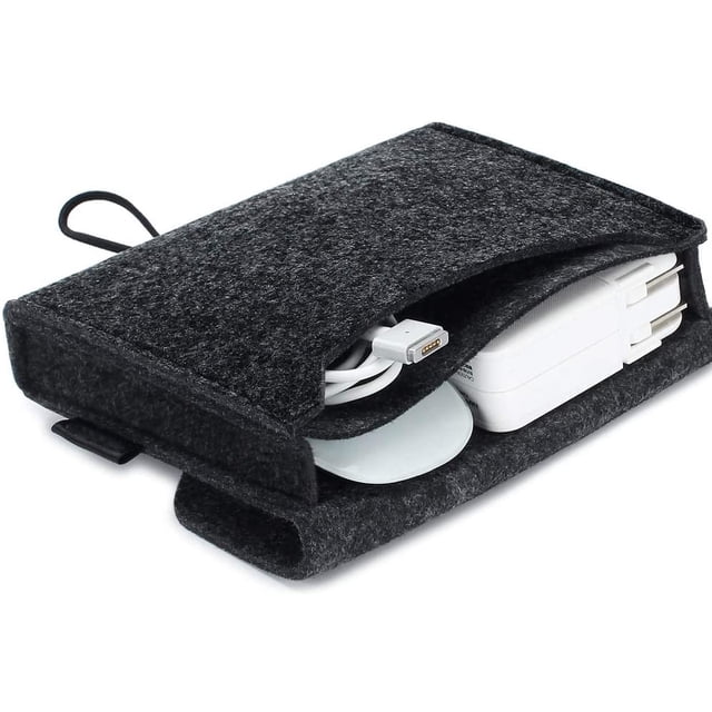 Sac de Rangement Portable en Feutre, Étui de Protection pour Accessoires Électroniques, Pochette pour Adaptateur Secteur MacBook, Souris, Cellulaire, Câbles, SSD, HDD, Banque d'Alimentation, Disque Dur Externe Portable