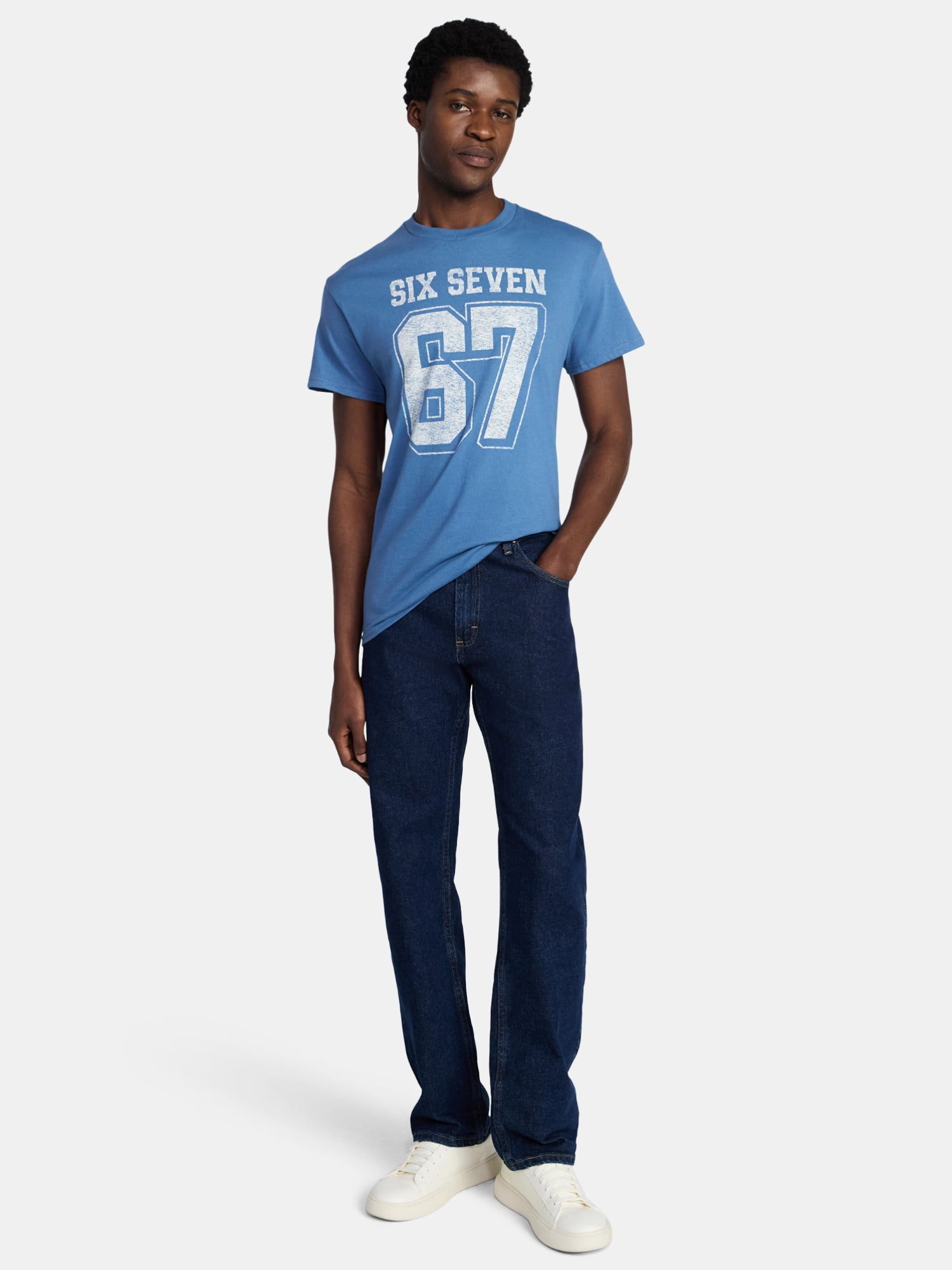 Humor Men's and Big Men's Six Seven 67 Cotton Graphic Tee with Short Sleeves, Size S-3XL