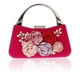 thumbnail image 5 of Topchances Women's Satin Floral Clutch Handbag, Rose Red, 5 of 11