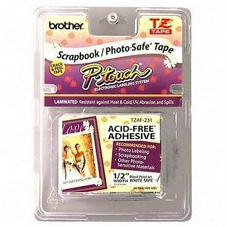 Brother 12mm (1/2") Acid-Free Black on White Tape (8m/26.2') (1/Package)