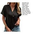 thumbnail image 7 of sunsanly Women Summer Top V Neck Button Decor Short Sleeves Solid Color Loose Match Pants Pullover Cotton Casual Summer Blouse Women Clothes, 7 of 7