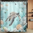 thumbnail image 3 of Blue Green Ocean Shower Curtain, Sea Turtle Shower Curtain Summer Ocean Shower Curtain Set Decor, Ocean Coastal Shower Curtain Waterproof Blue Sea Bathroom Sets with 12 Hooks, Blue,70X75 Inch, 3 of 6