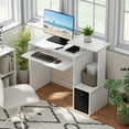 thumbnail image 2 of HOMCOM Computer Desk with Fabric Drawer & Keyboard Tray, Study Desk, White, 2 of 10