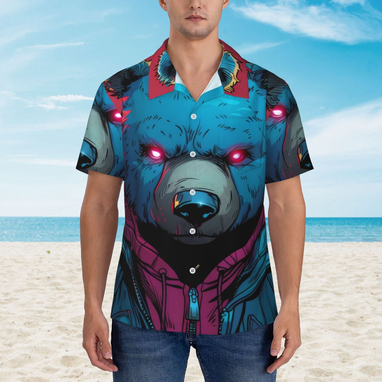 Daiia Neon Skull With Milkshake Hawaiian Shirt for Men Gentle