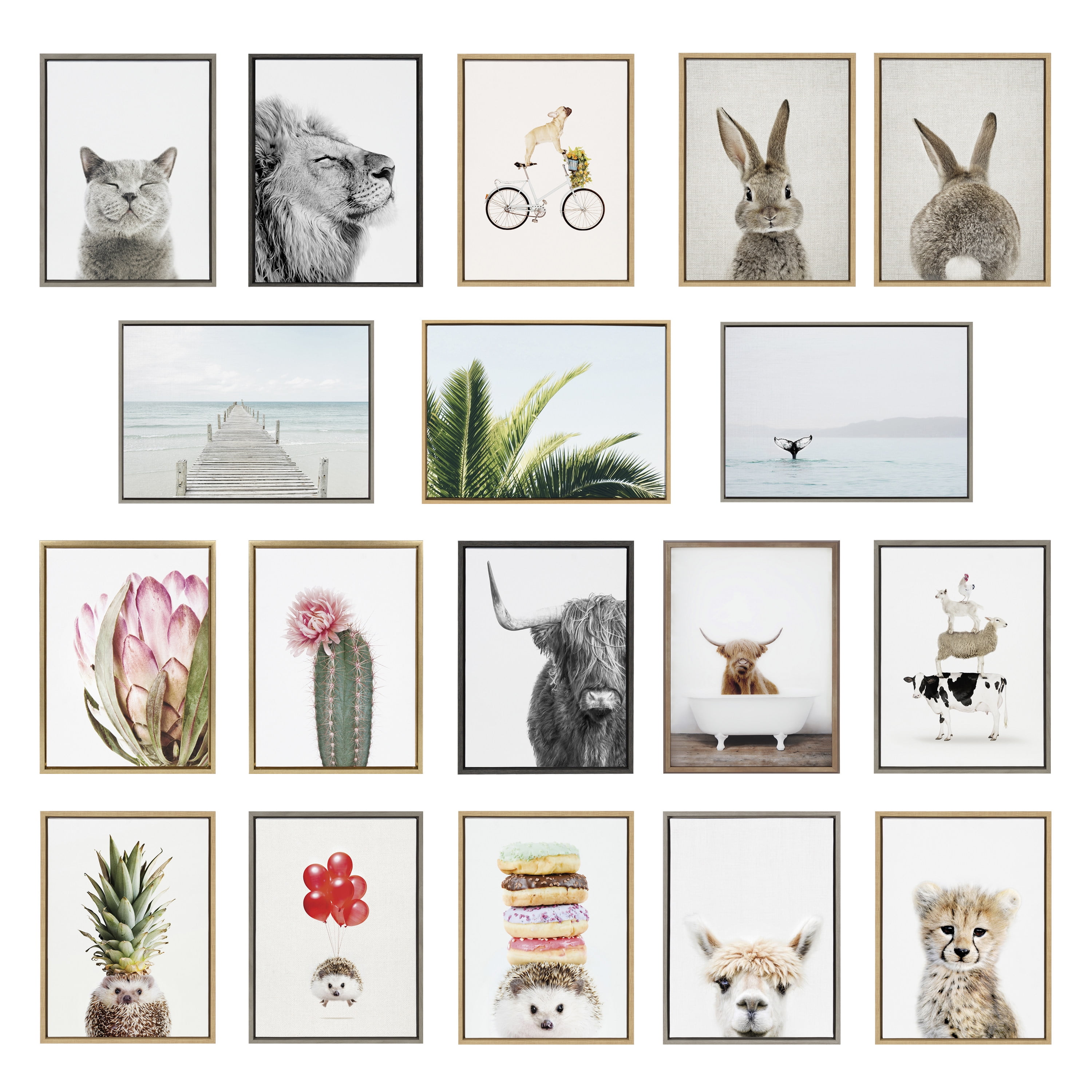 Kate and Laurel Sylvie Big Bear In Eclectic Green Bath Framed Canvas Wall Art by Amy Peterson Art Studio, 18x24 White,  Fun Animal Art Bathroom Décor
