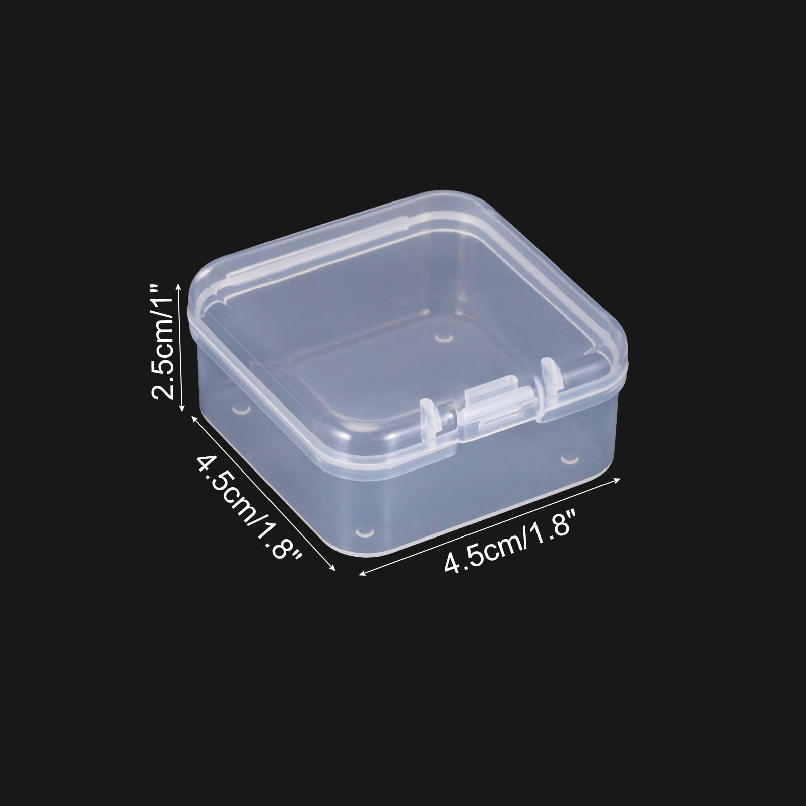 Unique Bargains Plastic Storage Box with Hinged Lid Stackable Organizer Clear 1.8"x1.8"x1"