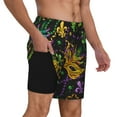 thumbnail image 3 of Haiem Mardi Gras Surface Mens Swim Trunks with Compression Liner 2 in 1 Swimming Shorts Stretch Swimwear Quick Dry,Board Shorts-Small, 3 of 9