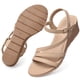 thumbnail image 2 of Sandalias SHIBEVER Wedge para mujer, plataforma baja, color nude, talla 35, 2 of 6