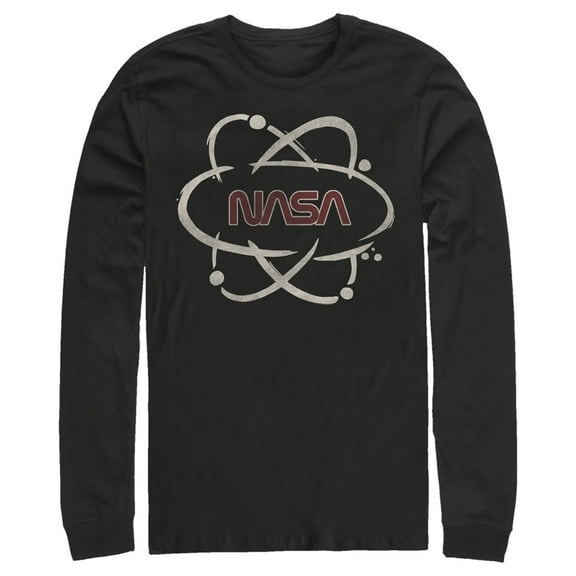 Men's NASA Atom Path Logo  Long Sleeve Shirt Black Small