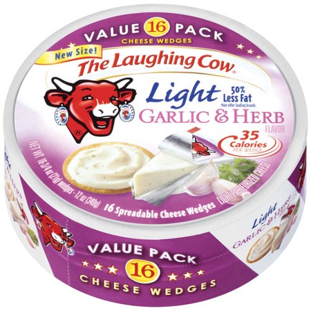 The Laughing Cow Light Garlic & Herb Spreadable Cheese Wedges, 16 count