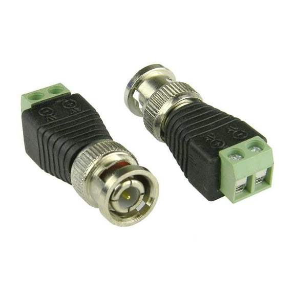 Topzone 2/pk Screw Terminal Coax Cat5 to BNC Male Video Balun Connectors CCTV Camera Adapter