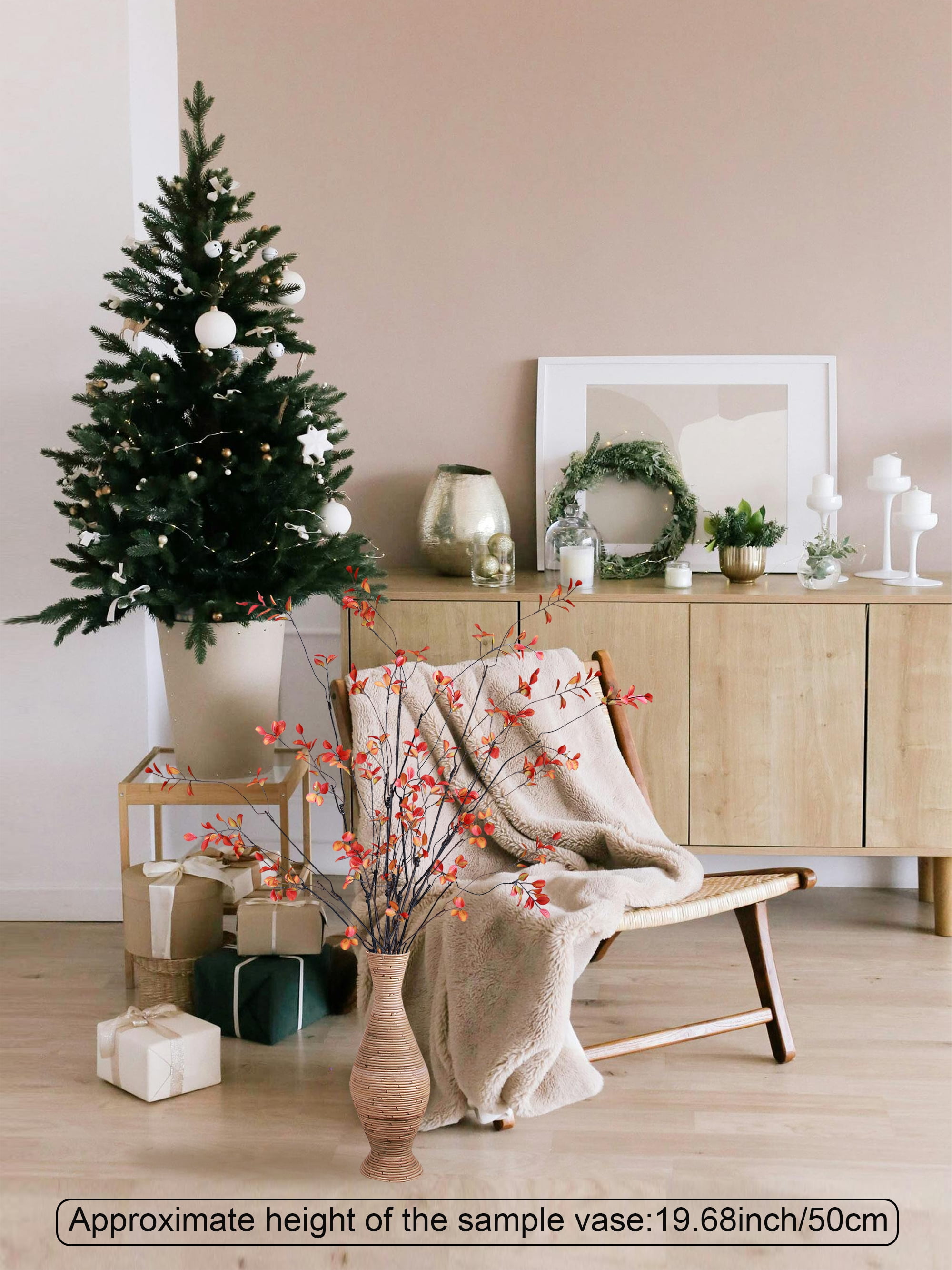 Forlaoers 38" Tall 8pcs Realistic Ficus Fall Artificial Plants Fake Greenery Stems Tree Olive Branches Silk Leaves Faux Flowers for Home Decor Indoor Table Centerpiece Vases Filler Office Decorations