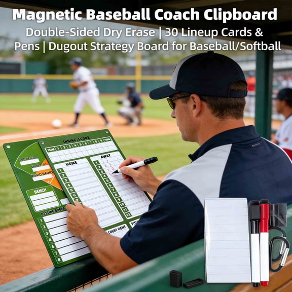 HCUSIHFEW Baseball Coach Kit: Magnetic double-sided tactical board   30 lineup cards   pen, suitable for baseball and softball.