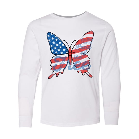 Inktastic Patriotic Butterfly Long Sleeve Youth T-Shirt