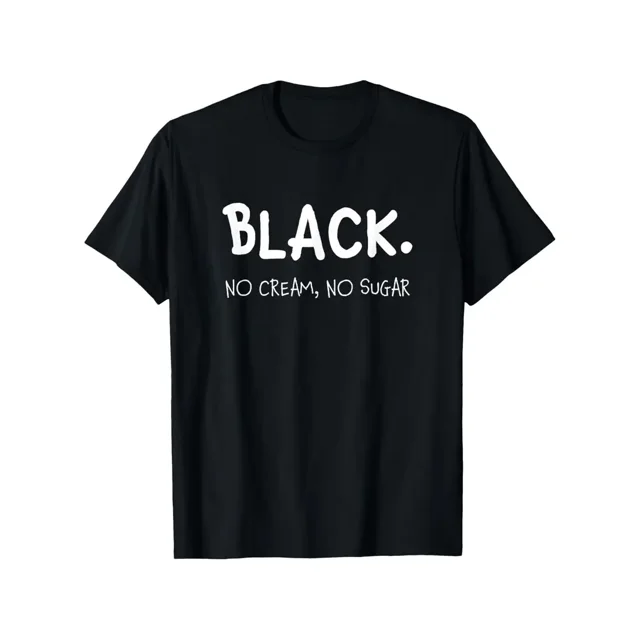 Funny Espresso Coffee T-Shirt - No Cream No Sugar Caffeine Humour Graphic Tee, Lightweight Short Sleeve Round Neck Casual Shirt for &, Machine Washable for all-Season Wear